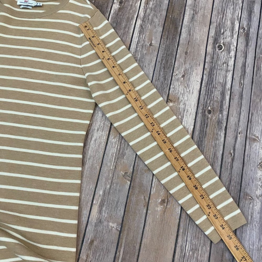 Vineyard Vines Tan White Stripe Merino Wool Sweater Dress - Picture 9 of 12